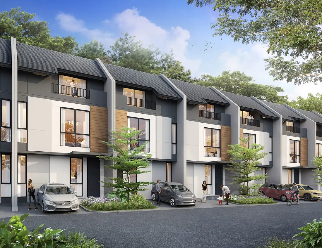 Chelia 6 — Row Houses 3 Lantai, Street View Siang, Carport 2 Mobil
