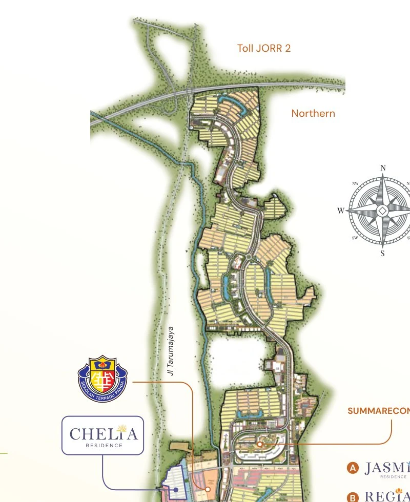 Siteplan Chelia Residence — 9 Blok BOE–BOM, Summarecon Crown Gading