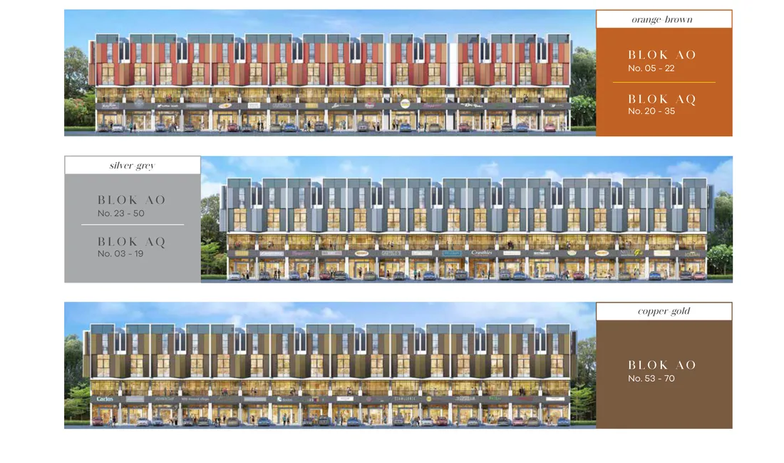 Facade Color — 3 Tema Warna: Orange Bronze, Silver Grey, Copper Gold