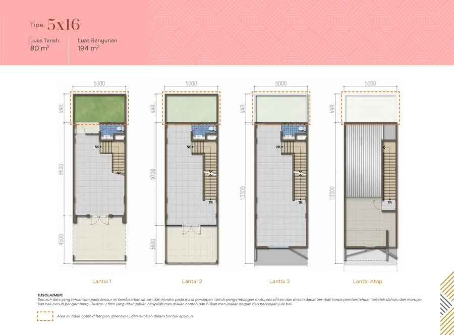 Tipe 5×16 — Floorplan