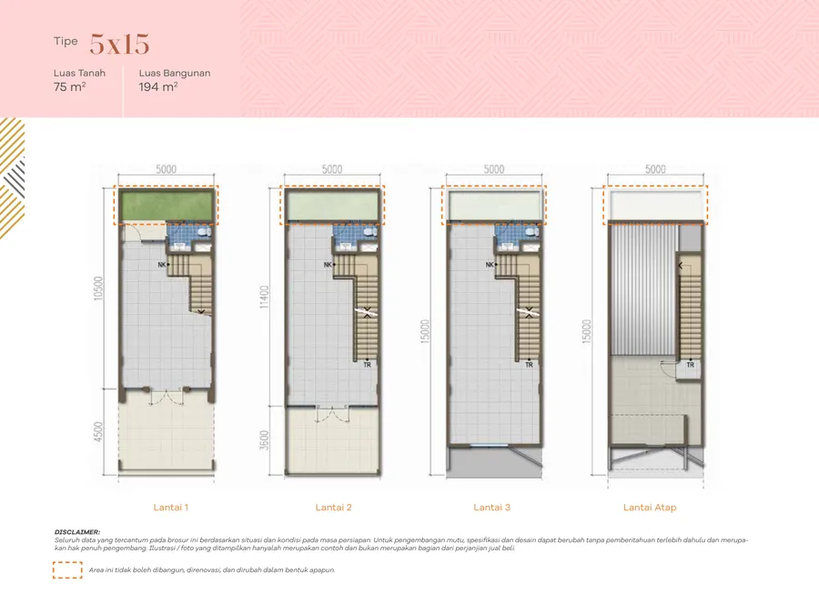 Tipe 5×15 — Floorplan