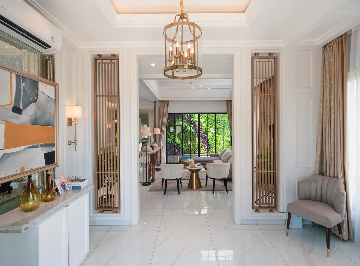 Foyer / Entrance Hall — Marble White, Gold Chandelier (Ideas & Inspiration)