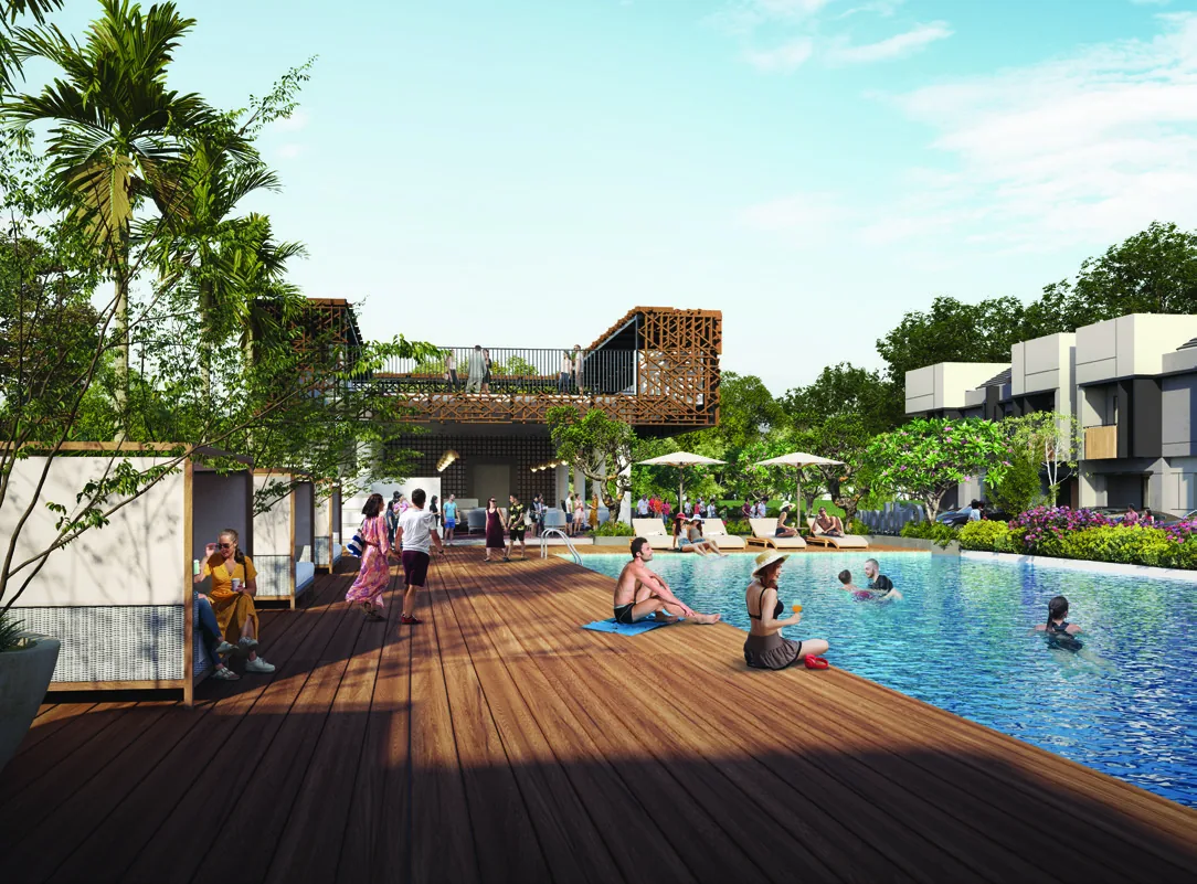 Kolam Renang + Deck Area Club House Regia