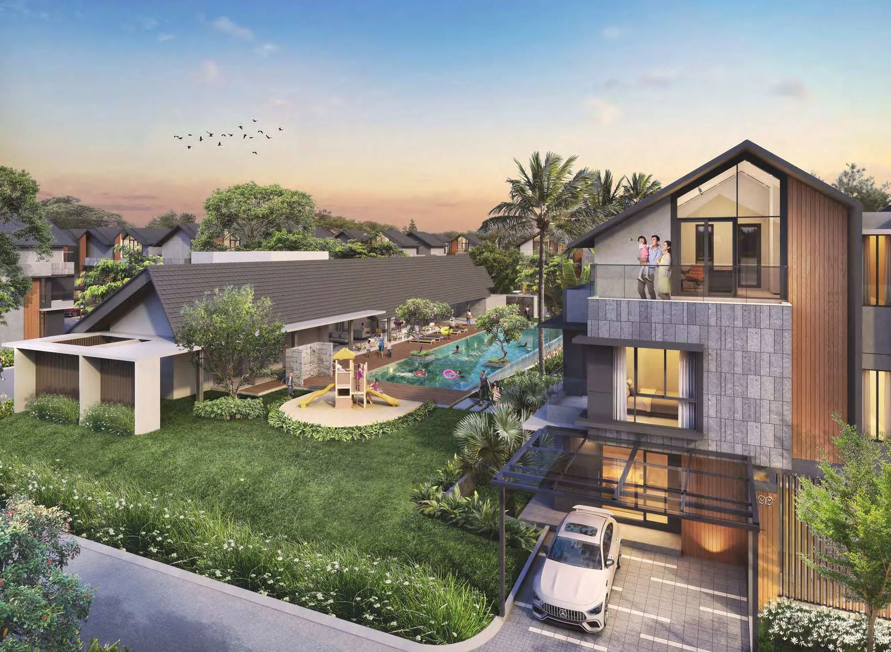 Bird-eye View Cluster Vanica — Pool, Playground, Clubhouse