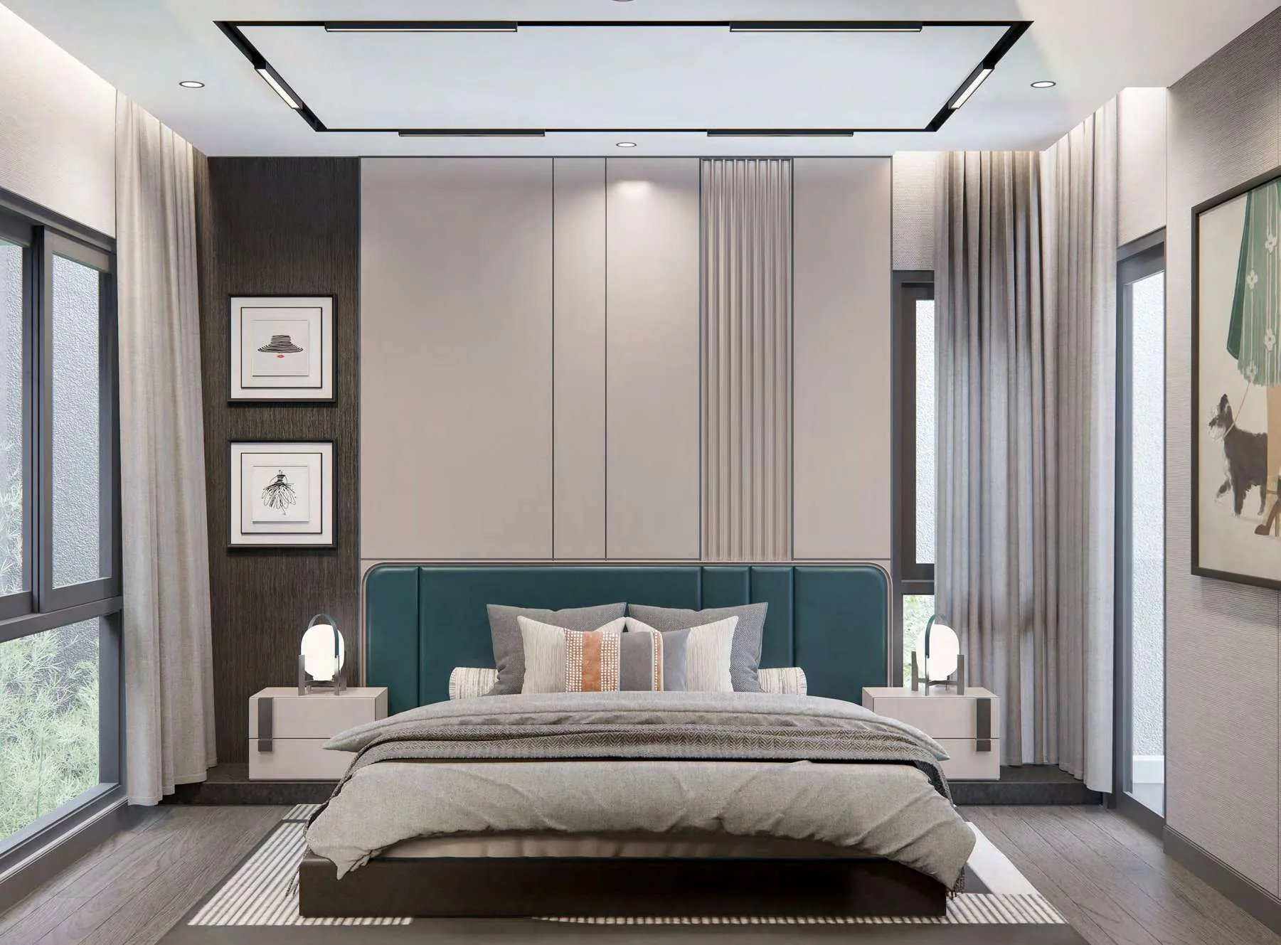 Master Bedroom — Teal Headboard, Grey Walls (Ideas & Inspiration)
