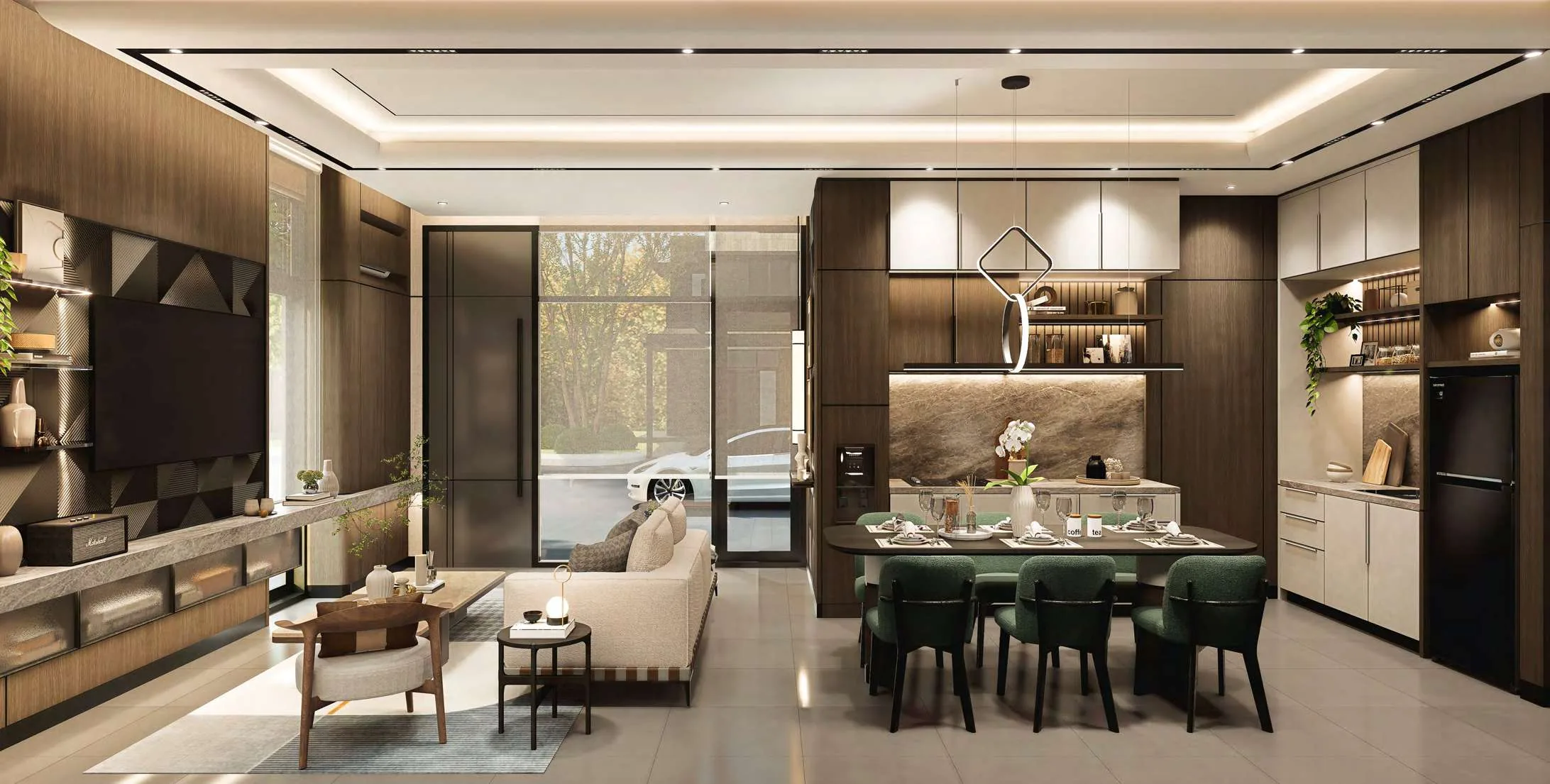 Living + Kitchen Vanica 9 — Dark Wood, Island Counter (Ideas & Inspiration)