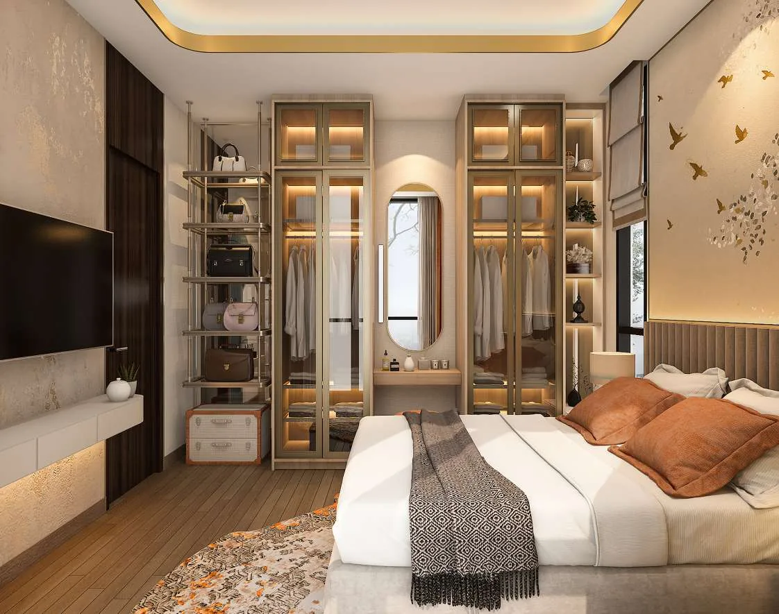 Master Bedroom — Walk-in Closet, Bird Motif Wallpaper (Ideas & Inspiration)