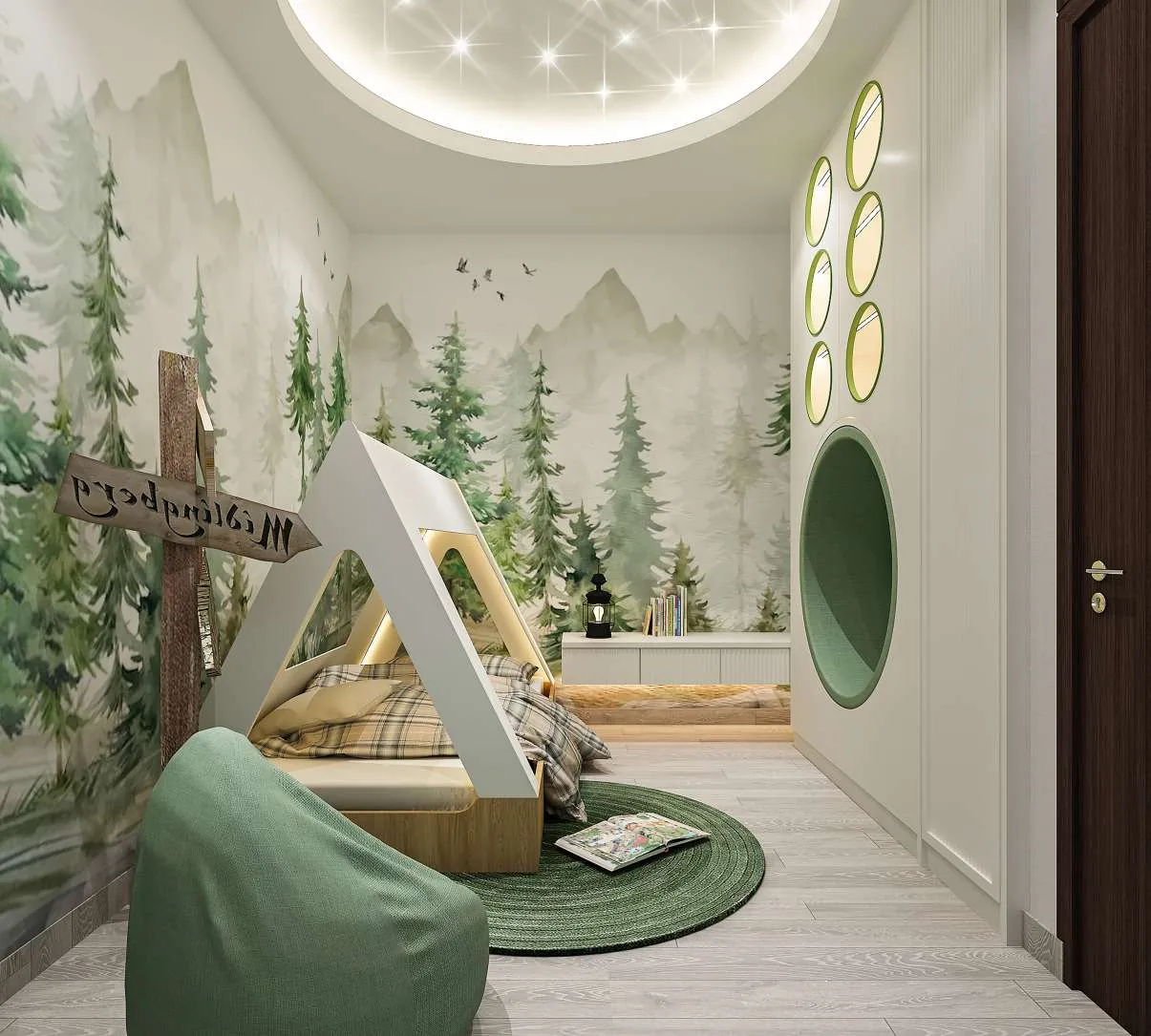 Kamar Anak — Forest Theme, Tent Bed, Star Ceiling (Ideas & Inspiration)
