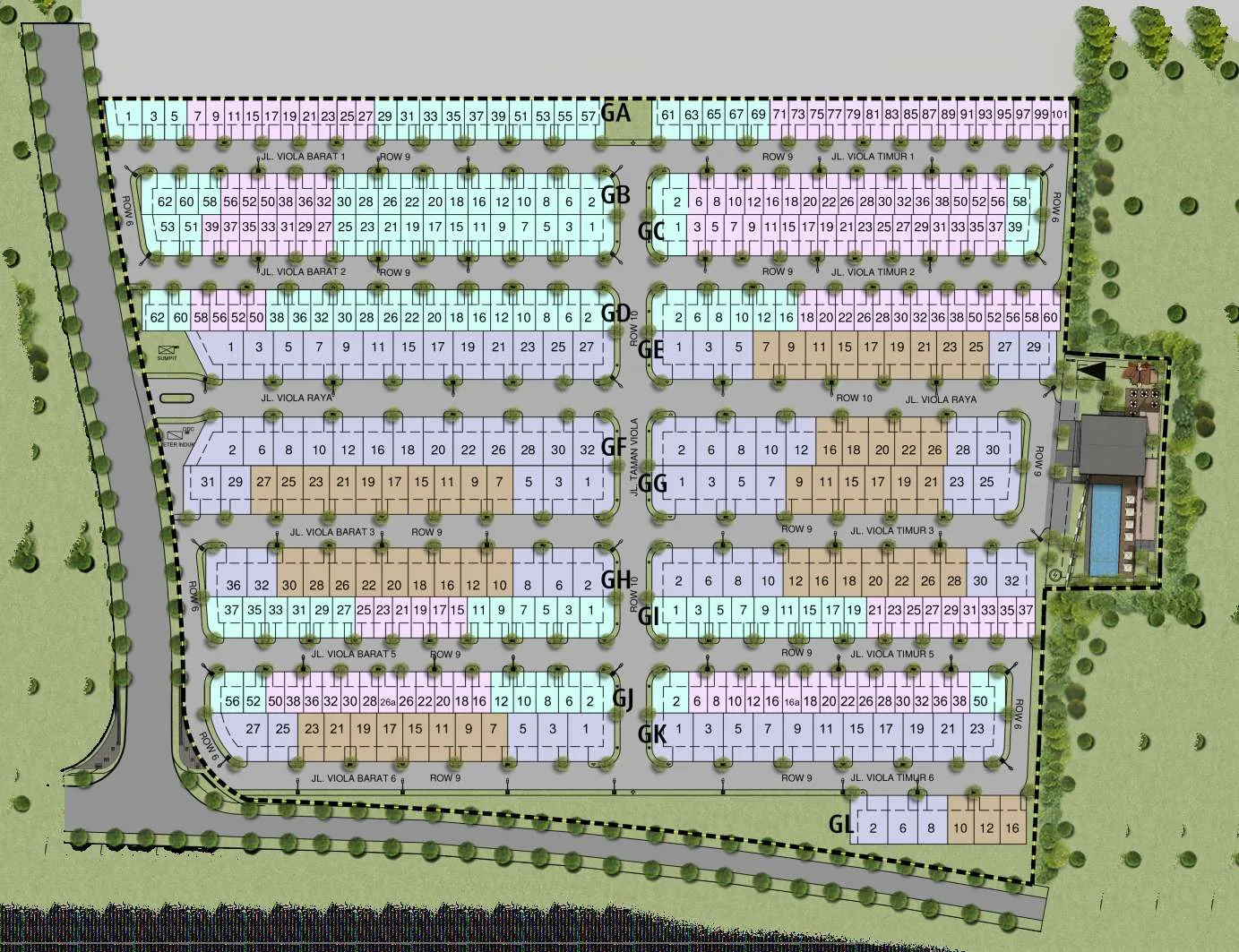 Siteplan Viola Residence — The Florana Supercluster, Summarecon Crown Gading